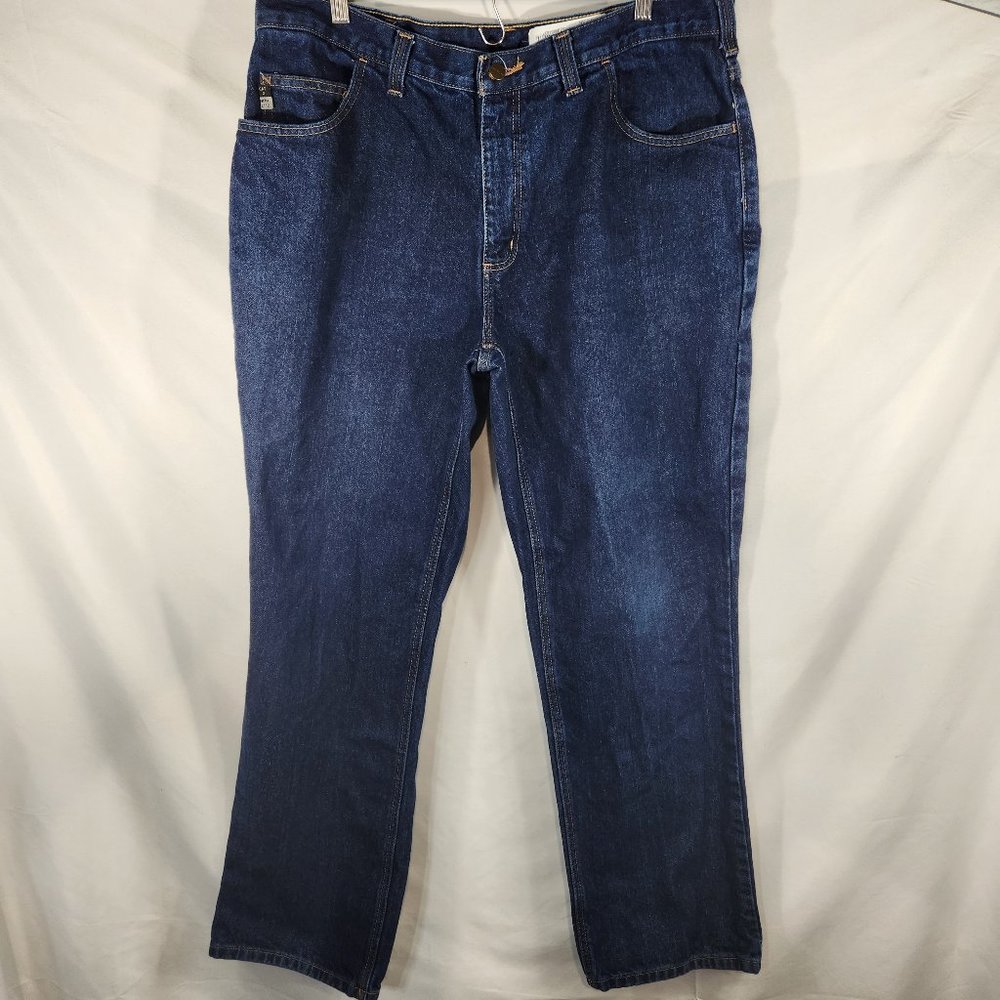 Carhartt Men's Jeans 38x32 Blue Denim Straight Traditional Fit Dark Wash (HH-12)